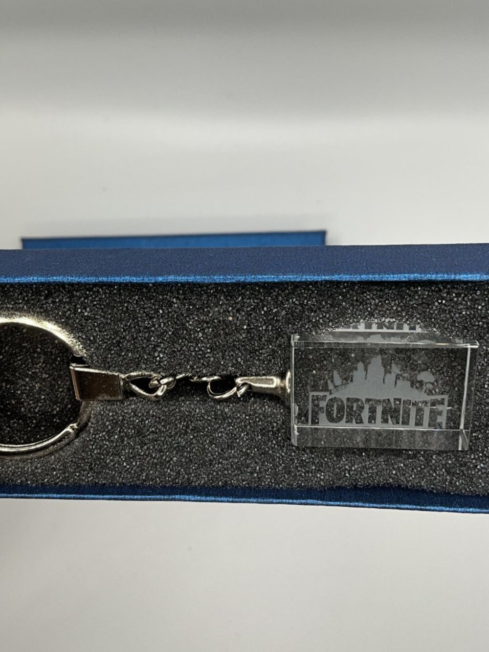 2 Fortnite Laser Glass Crystal Keychain New In Gift Box